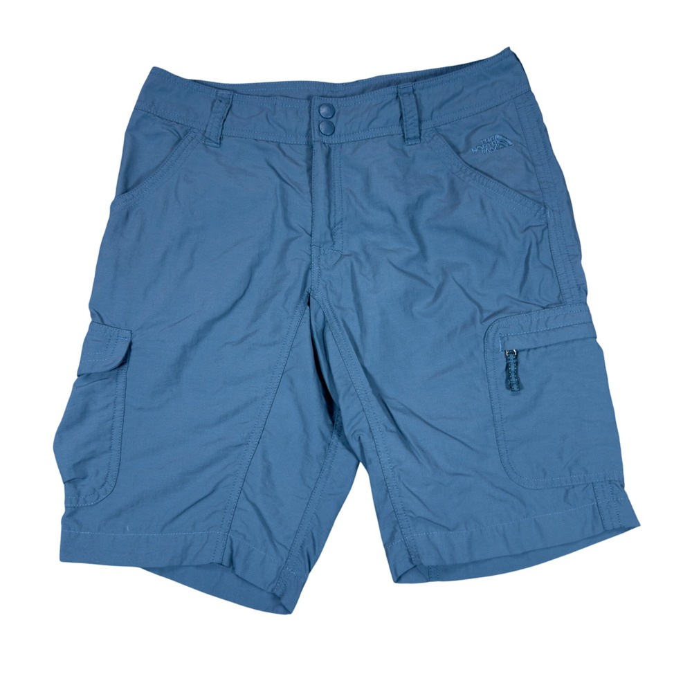 The North Face Womens Cargo Hiking Shorts Size 8 Blue Ripstop Outdoor Utility